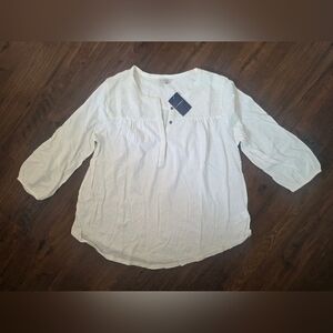 NWT Lucky Brand Women's White Three-Quarter Sleeve Shirt